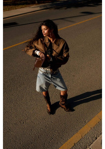 Su Geçirmez Relax Fit Polo Yaka Fermuarlı Mont E8627AX25AU