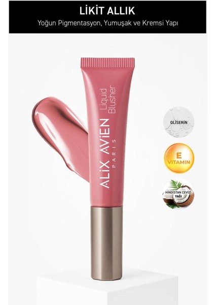 Yoğun Pigmentli E Vitaminli Mat Bitişli Kremsi Likit Allık - Liquid Blusher 02 Elegant Pink