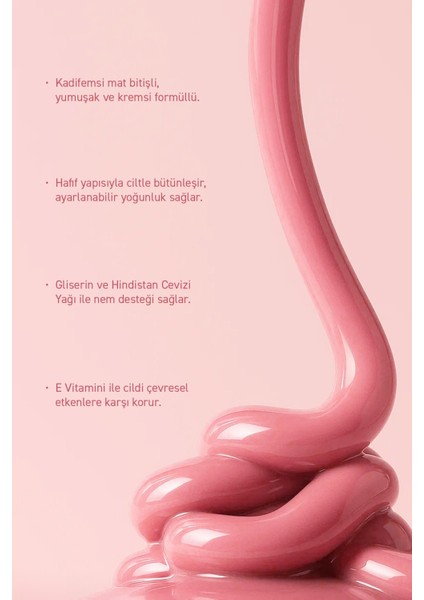 Yoğun Pigmentli E Vitaminli Mat Bitişli Kremsi Likit Allık - Liquid Blusher 02 Elegant Pink fiyatları