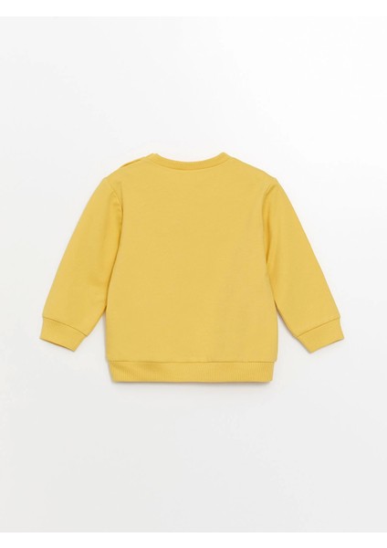 Lcw Baby Sari Bisiklet Yaka Uzun Kollu Baskılı Erkek Bebek Sweatshirt ve Eşofman Alt 2'li Takım