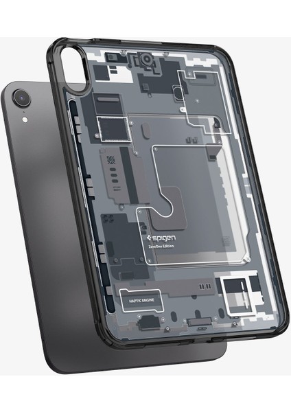 Apple iPad mini 7 (2024) / mini 6 (2021) ile Uyumlu Kılıf Sararma Karşıtı DuraClear™ Hava Kanalı Teknolojisi™ Askeri Sınıf Koruma Zero One Black Tasarım Kapak - ACS09162 modelleri