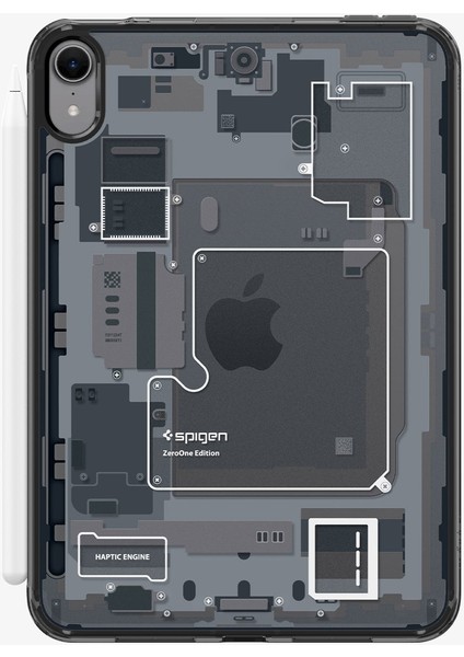 Apple iPad mini 7 (2024) / mini 6 (2021) ile Uyumlu Kılıf Sararma Karşıtı DuraClear™ Hava Kanalı Teknolojisi™ Askeri Sınıf Koruma Zero One Black Tasarım Kapak - ACS09162 fırsatları