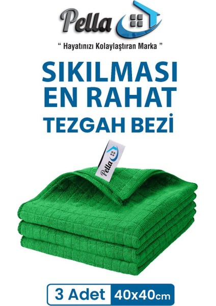 Tezgah Bezi Ithal 40X40CM Yeşil Yüksek Su Emici Sıkılması En Kolay