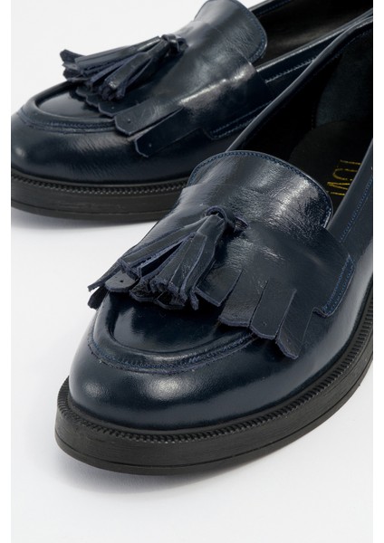 Milina Laci Rugan Püsküllü Hakiki Deri Kadın Loafer Ayakkabı modelleri