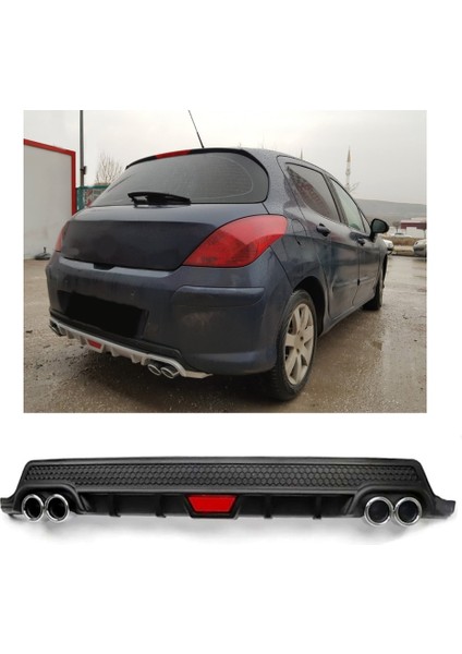 Peugeot 308 Uyumlu Body Kit Difüzör 4 Çıkış Yuvarlak Siyah Model 2