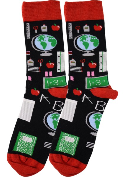 Back To School Okul Serisi Desenli 6'lı Unisex Soket Çorap Kutusu