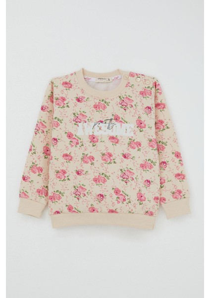 Kız Çocuk Eşofman Takım Çiçek Desenli 1.5-5 Yaş, Bej fiyatları