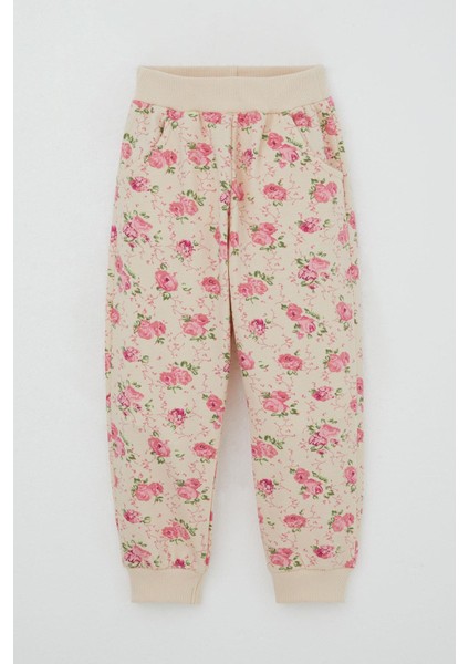 Kız Çocuk Eşofman Takım Çiçek Desenli 1.5-5 Yaş, Bej modelleri