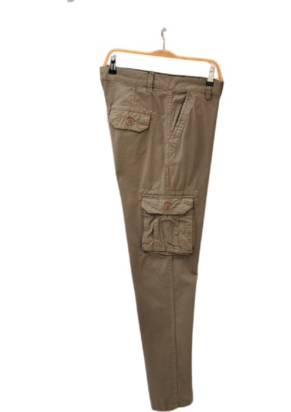 Düz Paça Kargo Cepli Arka Cep Kapaklı Likralı Keten Gabardin Pantolon fırsatları