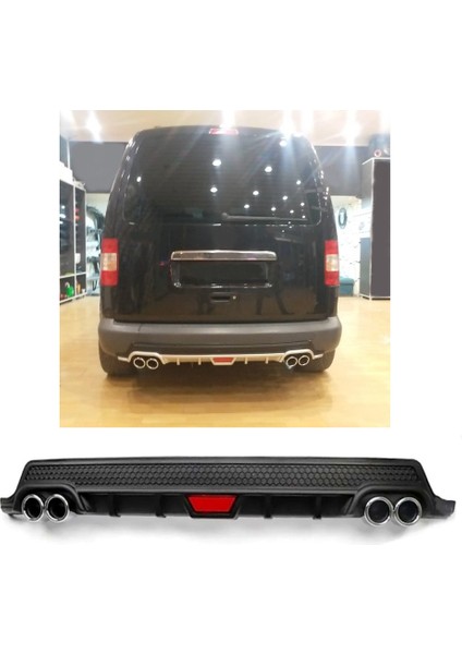 Volkswagen Caddy Mk2 Uyumlu Body Kit Difüzör 4 Çıkış Yuvarlak Siyah Model 2