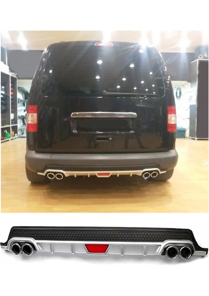 Volkswagen Caddy Uyumlu Body Kit Difüzör 4 Çıkış Yuvarlak Gri Model 1