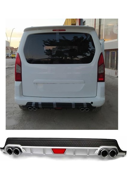Peugeot Partner Uyumlu Body Kit Difüzör 4 Çıkış Yuvarlak Gri Model 1