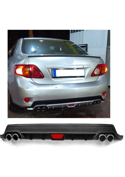 Toyota Corolla 06-10 Uyumlu Body Kit Difüzör 4 Çıkış Yuvarlak Siyah Model 2