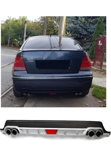 Volkswagen Bora Uyumlu Body Kit Difüzör 4 Çıkış Yuvarlak Gri Model 1