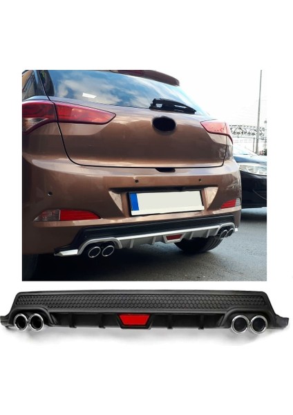 Hyundai I20 Uyumlu Body Kit Difüzör 4 Çıkış Yuvarlak Siyah Model 2