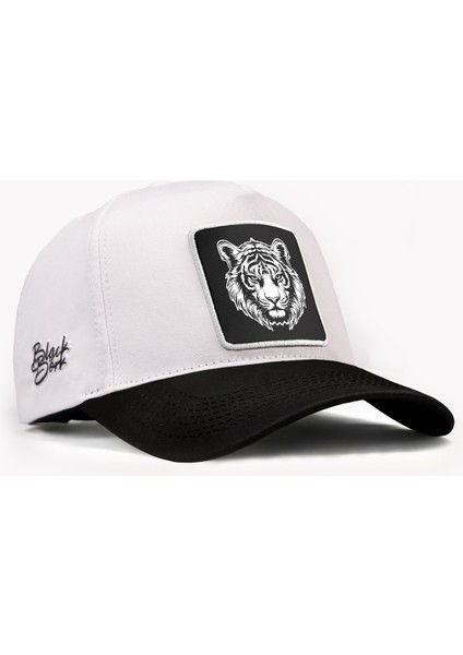 Kaplan Logolu Siyah-Beyaz Beyzbol Şapka