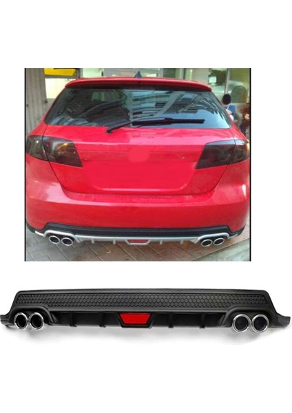 Chevrolet Lacetti Uyumlu Body Kit Difüzör 4 Çıkış Yuvarlak Siyah Model 2
