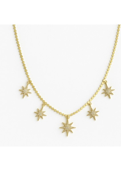 Çelik 5li Kutup Yıldızı Kolye