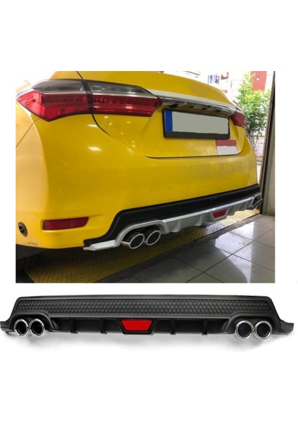 Toyota Corolla 12-19 Makyajsı Uyumlu Body Kit Difüzör 4 Çıkış Yuvarlak Siyah Model 2
