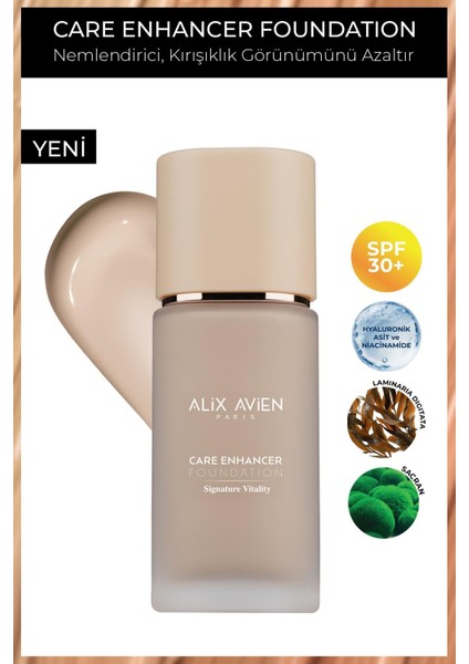 Kırışıklık Karşıtı Nemlendirici SPF30 Parlak Bitişli Fondöten - Care Enhancer 801 Gentle Pink