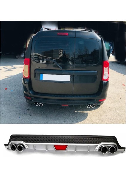 Dacia Logan Station Uyumlu Body Kit Difüzör 4 Çıkış Yuvarlak Gri Model 1