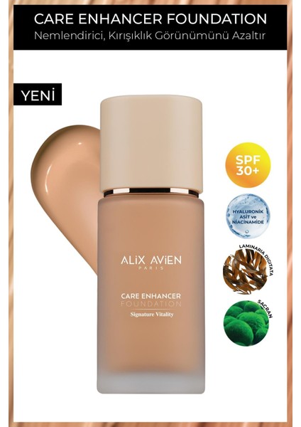 Kırışıklık Karşıtı Nemlendirici SPF30 Parlak Bitişli Fondöten - Care Enhancer 818 Golden Honey