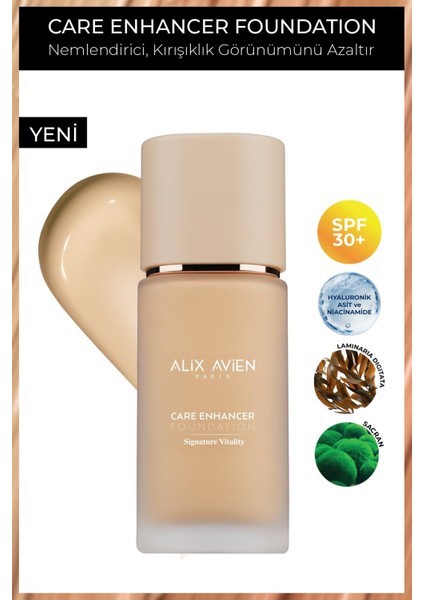 Kırışıklık Karşıtı Nemlendirici SPF30 Parlak Bitişli Fondöten - Care Enhancer 806 Pale Apricot