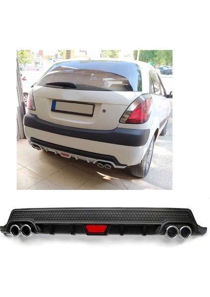 Kia Rio Hatchback Uyumlu Body Kit Difüzör 4 Çıkış Yuvarlak Siyah Model 2