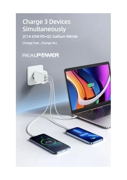 100W Gan Seyahat Hızlı Şarj Aleti + Type-C Den Type-C Kablo RP-CG100CB