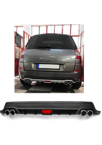 Renault Scenic Mk2 Uyumlu Body Kit Difüzör 4 Çıkış Yuvarlak Siyah Model 2
