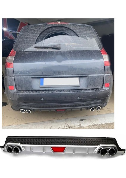 Renault Scenic 2 Uyumlu Body Kit Difüzör 4 Çıkış Yuvarlak Gri Model 1
