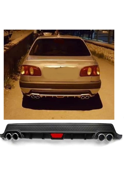 Toyota Corolla 99-01 Uyumlu Body Kit Difüzör 4 Çıkış Yuvarlak Siyah Model 2