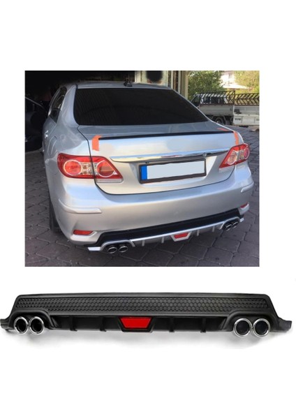 Toyota Corolla 10-12 Uyumlu Body Kit Difüzör 4 Çıkış Yuvarlak Siyah Model 2