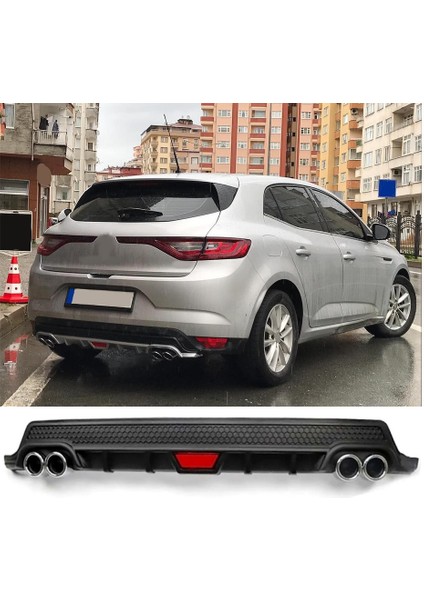 Renault Megane 4 Uyumlu Body Kit Difüzör 4 Çıkış Yuvarlak Siyah Model 2