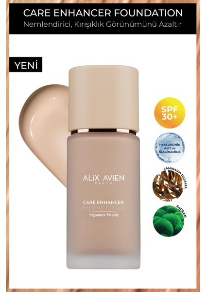 Kırışıklık Karşıtı Nemlendirici SPF30 Parlak Bitişli Fondöten - Care Enhancer 802 Sandy Rose