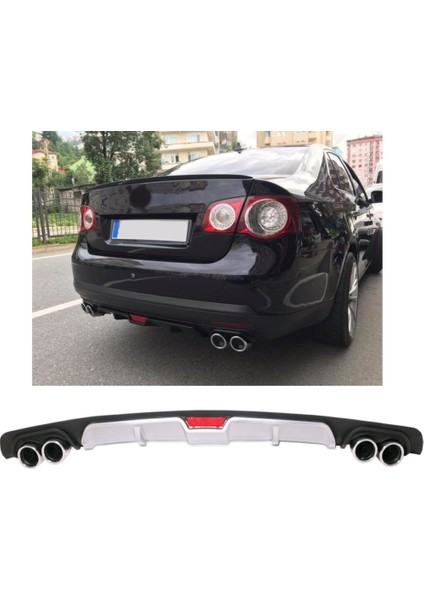 Volkswgen Jetta Uyumlu Body Kit Difüzör 4 Çıkış Gri Yuvarlak