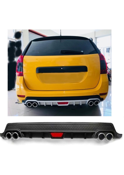 Dacia Logan Uyumlu Body Kit Difüzör 4 Çıkış Yuvarlak Siyah Model 2