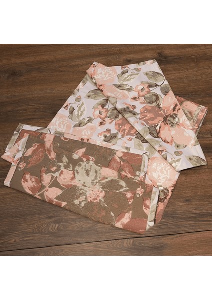Jakarlı Dokuma Dekoratif Runner 45 x 140 cm Pembe Çiçekli