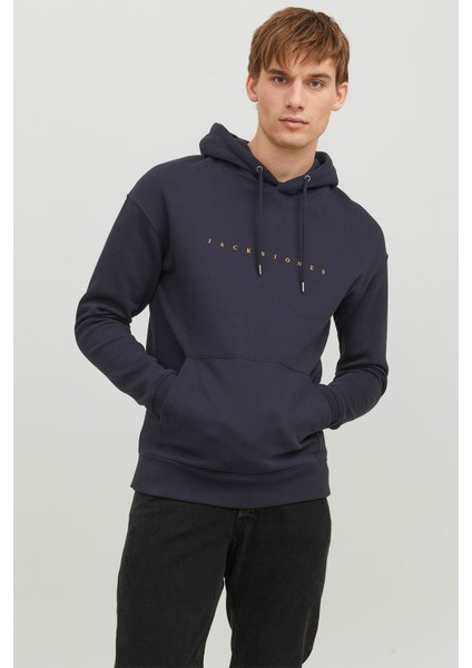 JJESTAR JJ SWEAT HOOD NOO Lacivert Erkek Sweatshirt
