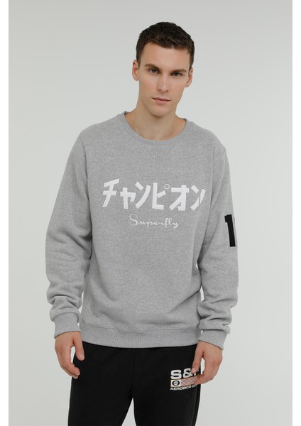 MEN SWEAT-1 Gri Erkek Sweatshirt