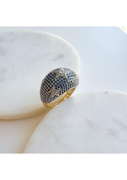 Çelik Bombeli Taşlı Yüzük