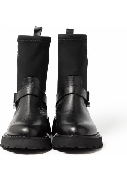 Kadın Bot GTN-24580 John May Siyah Deri-Siyah Strec