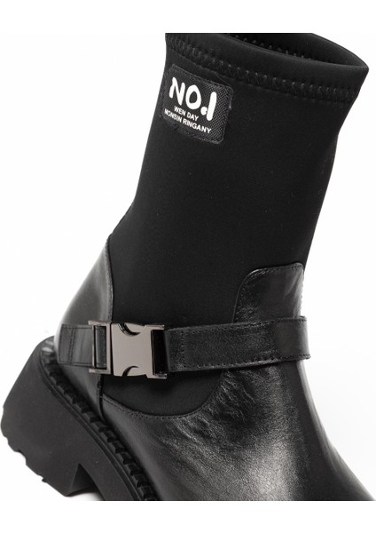 Kadın Bot GTN-24580 John May Siyah Deri-Siyah Strec