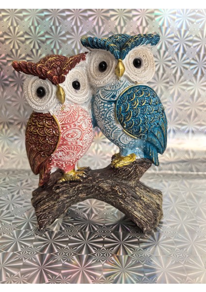 Taş Tozu Dekoratif Baykuş Ailesi