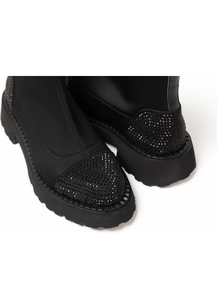 Kadın Bot GTN-24565 John May Siyah Strec Siyah Taş