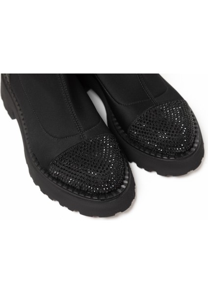 Kadın Bot GTN-24565 John May Siyah Strec Siyah Taş