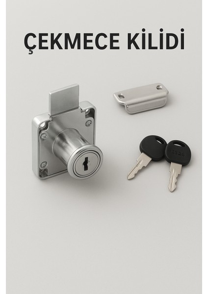 Metal Çekmece ve Dolap Kilidi - 2 Anahtarlı Güvenli Kilit Mekanizması
