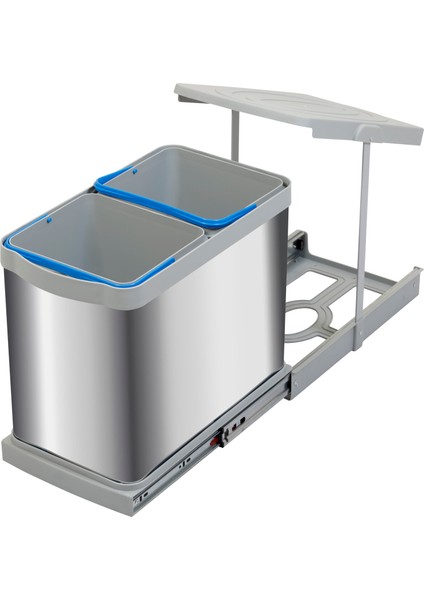 12+12 Litre Gri Teleskopik Raylı Paslanmaz Çöp Kovası (P-9455) fiyatları