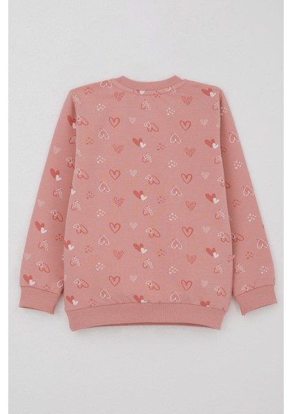 Kız Çocuk Sweatshirt Kalp Desenli Yazı Baskılı 1.5-5 Yaş, Gülkurusu fiyatları