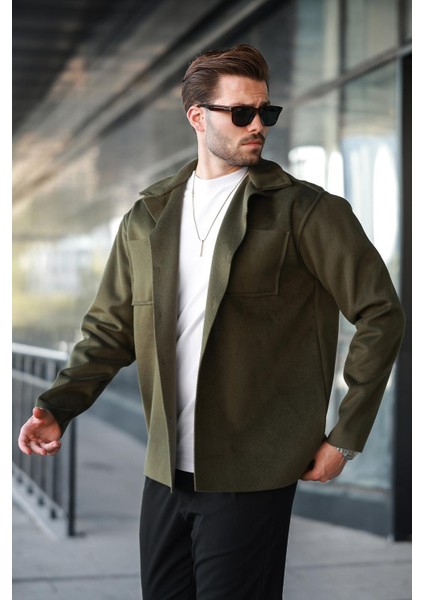 Haki Cepli Basic Erkek Polar Gömlek E6764